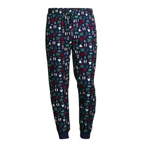 Mens Lands' End Flannel Jogger Pajama Lounge Pants Blue Presents XL NWT JJ1779
